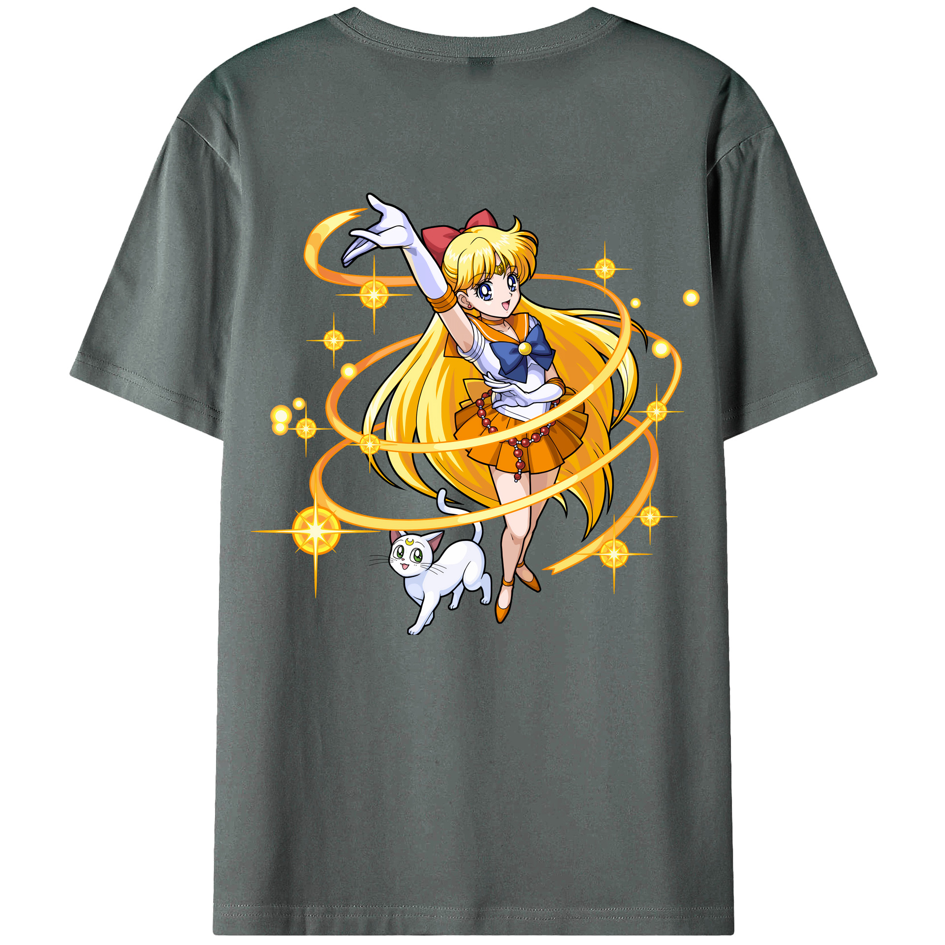 （画像用） 美少女戦士セーラームーン 愛野 美奈子 あいの みなこ Sailor Moon Aino Minako 綿100％ メンズ半袖Tシャツ（バックプリント） 通気性